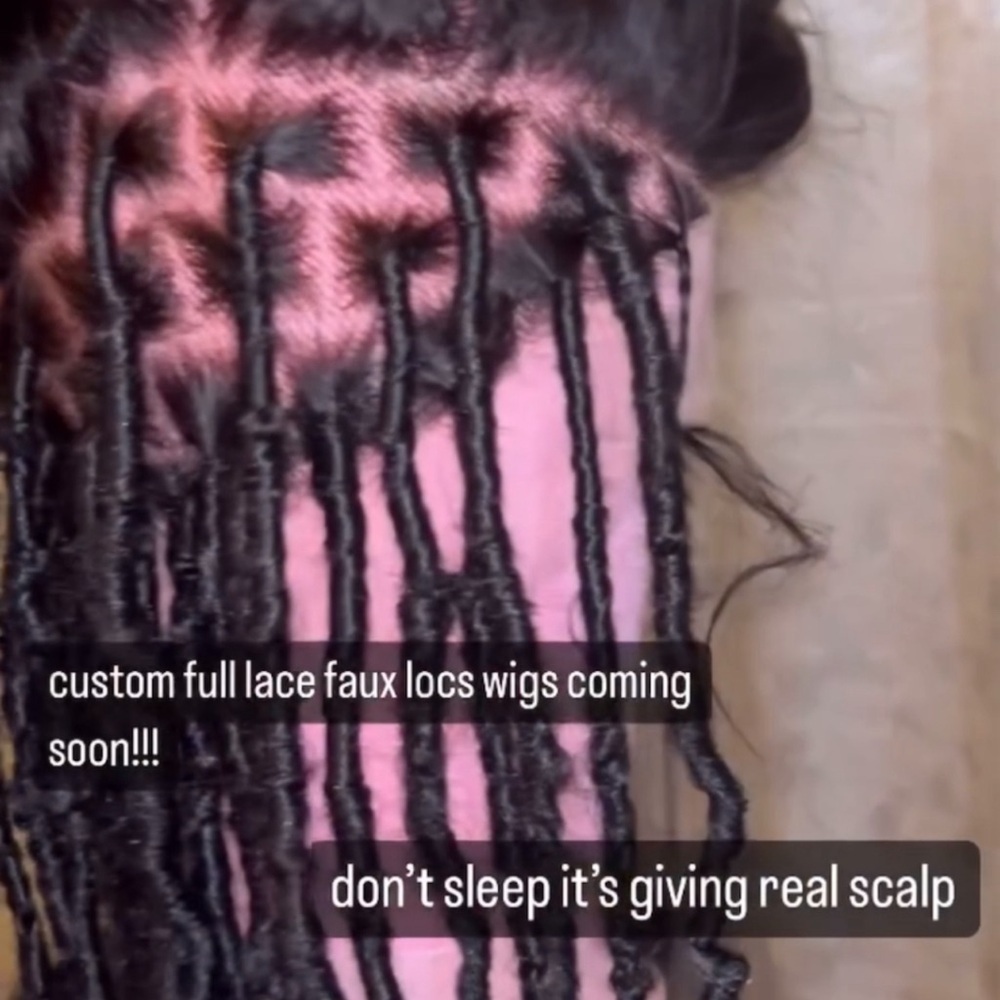 Customizable Transparent Full Lace Faux Locs Wig - Black - Picture 3 of 3